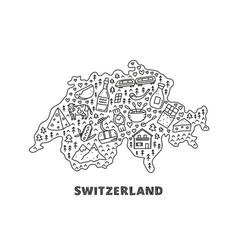 Doodle Outline Switzerland Tourist Map