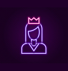 Glowing Neon Line Princess Icon Isolated On Black