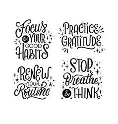 Monochrome Lettering Self Care Stickers Set