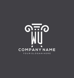 Monogram Wu Logo For Law Firm With Pillar Icon