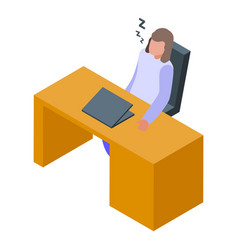 Office Worker Sleeping At Workplace Desk Isometric