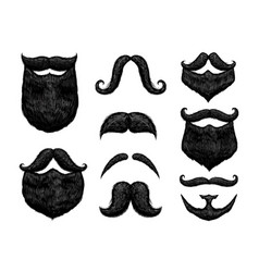 Sketch Black Mustache And Beard Hand Drawn Retro