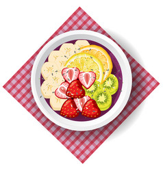 Top View Acai Food Bowl And Placemat On White