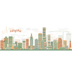 Abstract Miami Skyline With Color Buildings