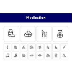 Medication Line Icon Set Syringe Pills