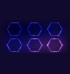 Neon Double Hexagon Frame With Shining Effects