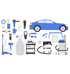 Car Detailing Equipment Set Kit Of Isolated