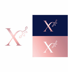 Rose Gold Nature Leaf Crown Beauty Logo Letter X