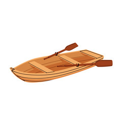 Wooden Rowing Boat With Paddles Lake And River