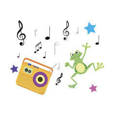 A Frog Dancing To Music Played From An Old Tape