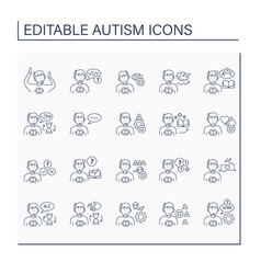 Autism Spectrum Disorder Line Icons Set