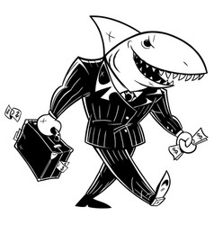 Business Shark Dark Suit Line Art