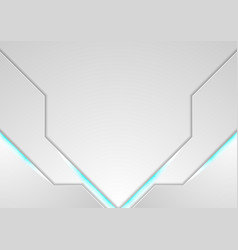 Grey Technology Background With Blue Neon Light