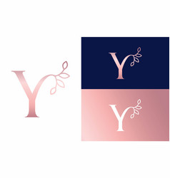 Rose Gold Nature Leaf Crown Beauty Logo Letter Y