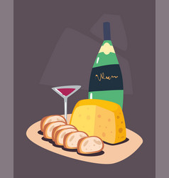 Wine Bottle And Cheese