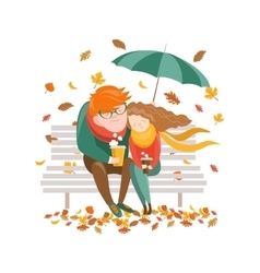 Couple Sitting On Bench Under Umbrella