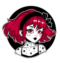 Cute Beautiful Cartoon Girl With Red Hair