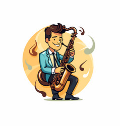 Jazz Musician Playing The Saxophone In Cartoon