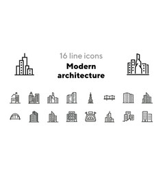 Modern Architecture Line Icon Set