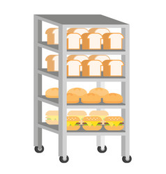 Bread Rack With Freshly Baked Flat Design