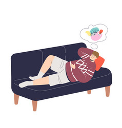 Man Lying On Couch And Daydreaming Relaxing