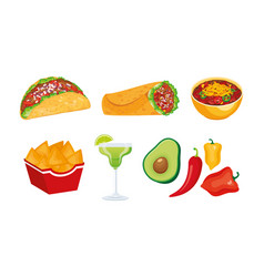 Mexican Food Icon Set On A White Background