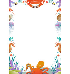 Colorful Cartoon Sea Fauna Template