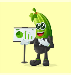 Cute Cucumber Character Presenting Financial