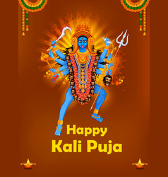 Goddess Kali Maa On Diwali Pooja Background