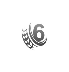 Number 6 With Trailing Wheel Icon Design Template