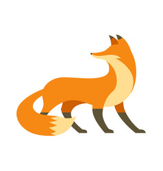 Red Fox In Flat Style For Print And Design