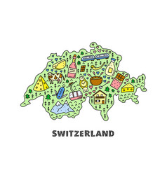 Doodle Colored Switzerland Tourist Map