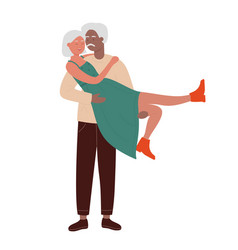 Old Man Holds His Wife In Arms