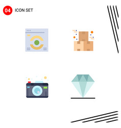 Set 4 Flat Icons On Grid For Web Page Photo