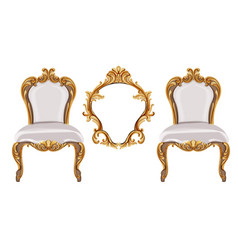 Louis Xvi Style Chair With Golden Neoclassic