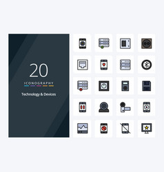 20 Devices Line Filled Icon For Presentation