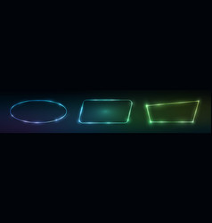 Set Of Neon Frames With Shining Effects