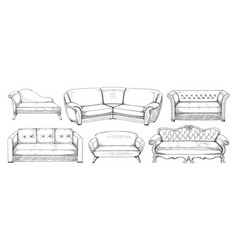 Sofa Sketch Hand Drawn Furniture For Sitting