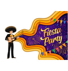 Fiesta Party Paper Cut Banner Fireworks Mariachi