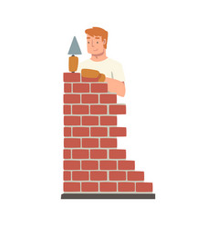 Handyman Or Fixer As Skilled Man Laying Bricks