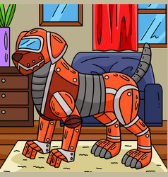 Robot Dog Coloring Page Colored Cartoon I