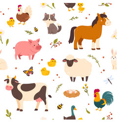 Seamless Pattern With Farm Animals Cute Cow