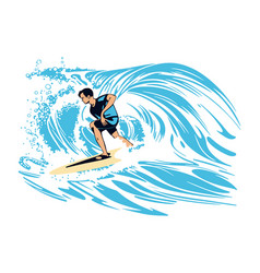 Surfing On A Wave In The Ocean Surf Rider Big