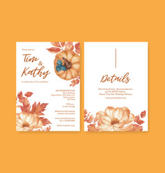 Wedding Card Template With Rustic Fall Foliage