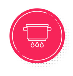 White Line Cooking Pot On Fire Icon Isolated On