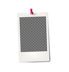 Blank White Photo Frame With Push Pin - Realistic