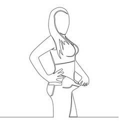 Continuous Line Drawing Woman That Has Lost Weight