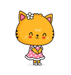 Cute Funny Lady Girl Cat In Dress Flat