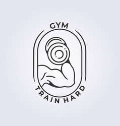 Fitness Gym Muscle Badge Logo Linear Workout