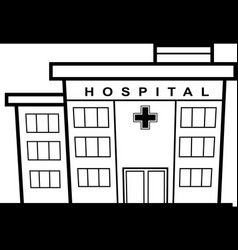 Outlined Cartoon Hospital Building